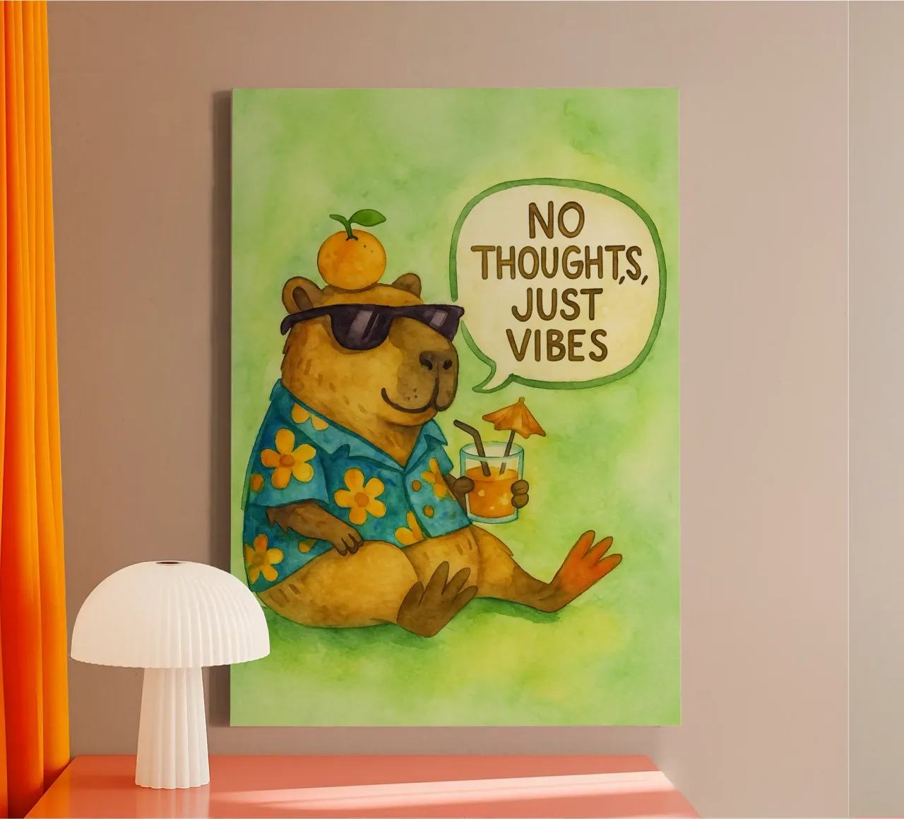 no tought just vibes funny bear canvas with Floater frame by limous