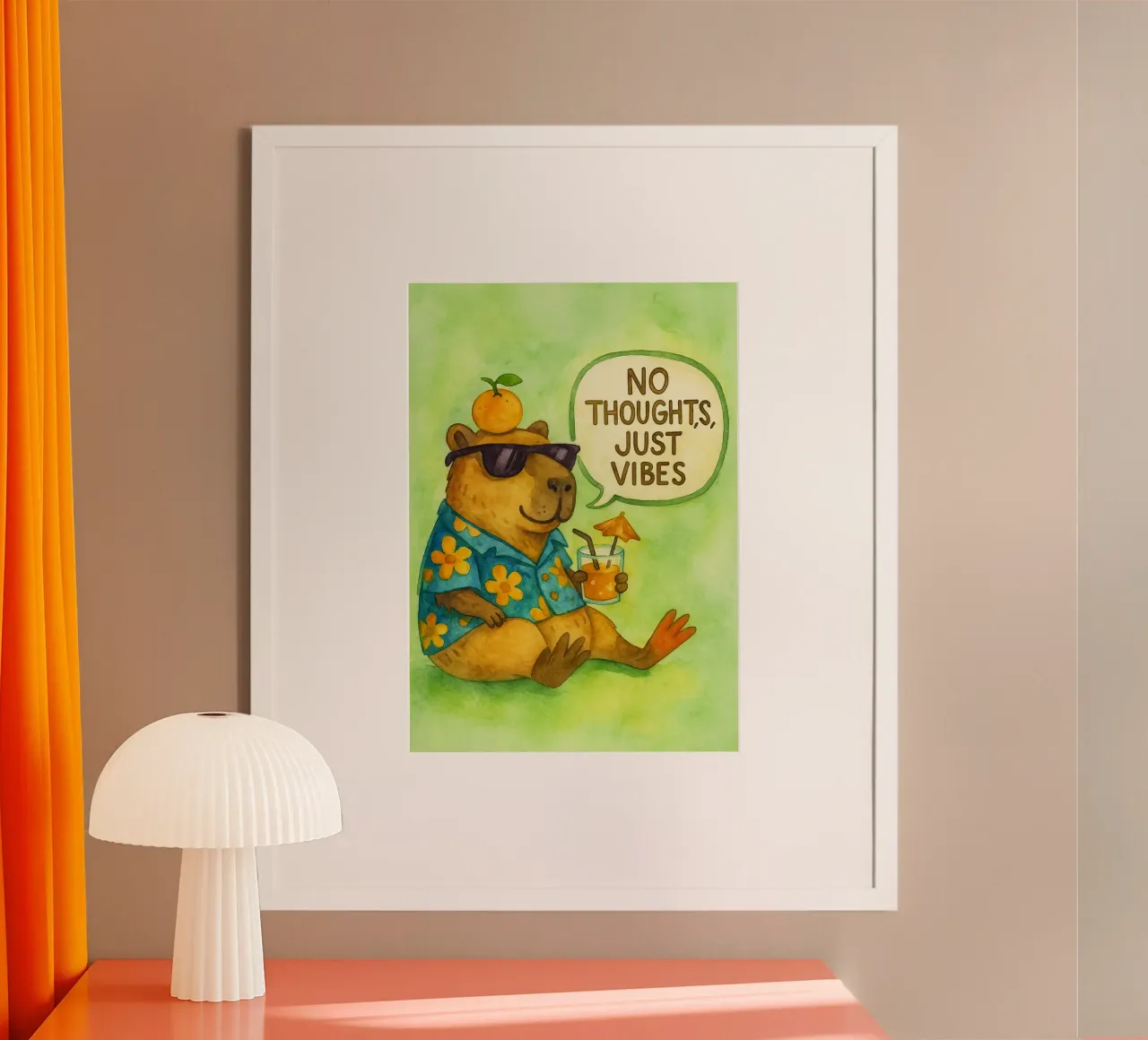 no tought just vibes funny bear poster con marco de aluminio de limous