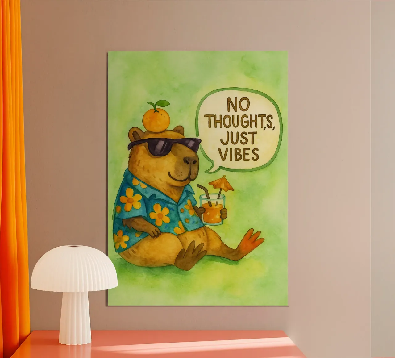no tought just vibes funny bear poster con marco de aluminio de limous