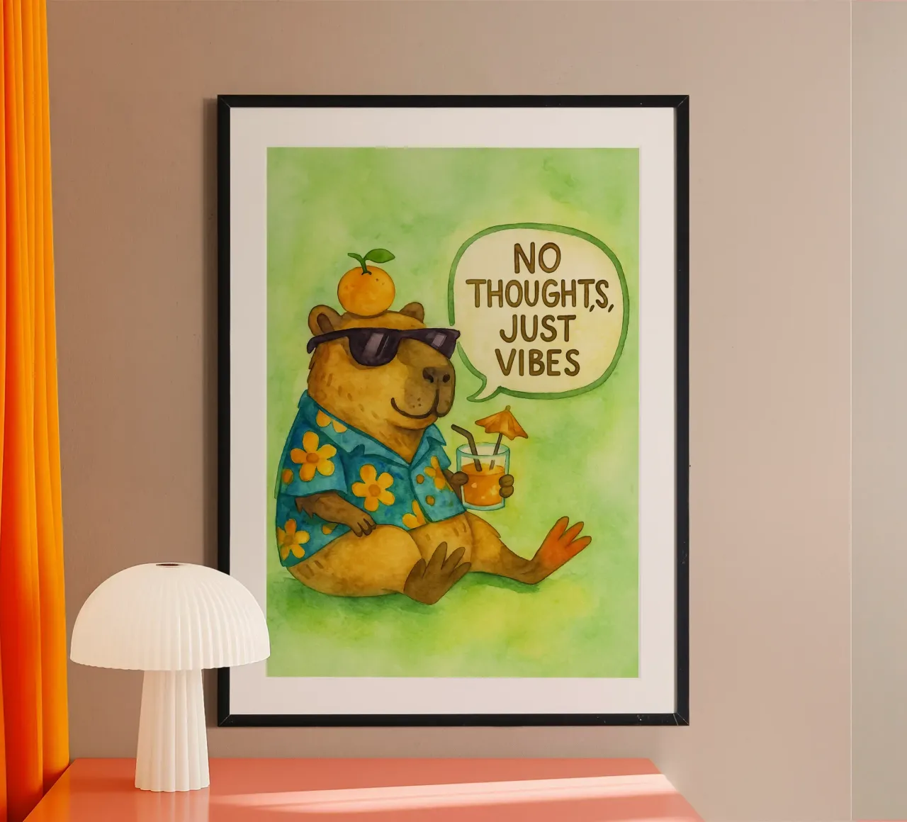 no tought just vibes funny bear poster con marco de aluminio de limous
