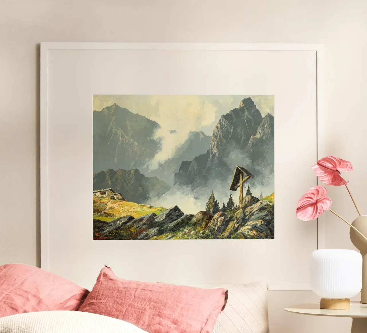 casa sulla scogliera poster con telaio in legno da iding store