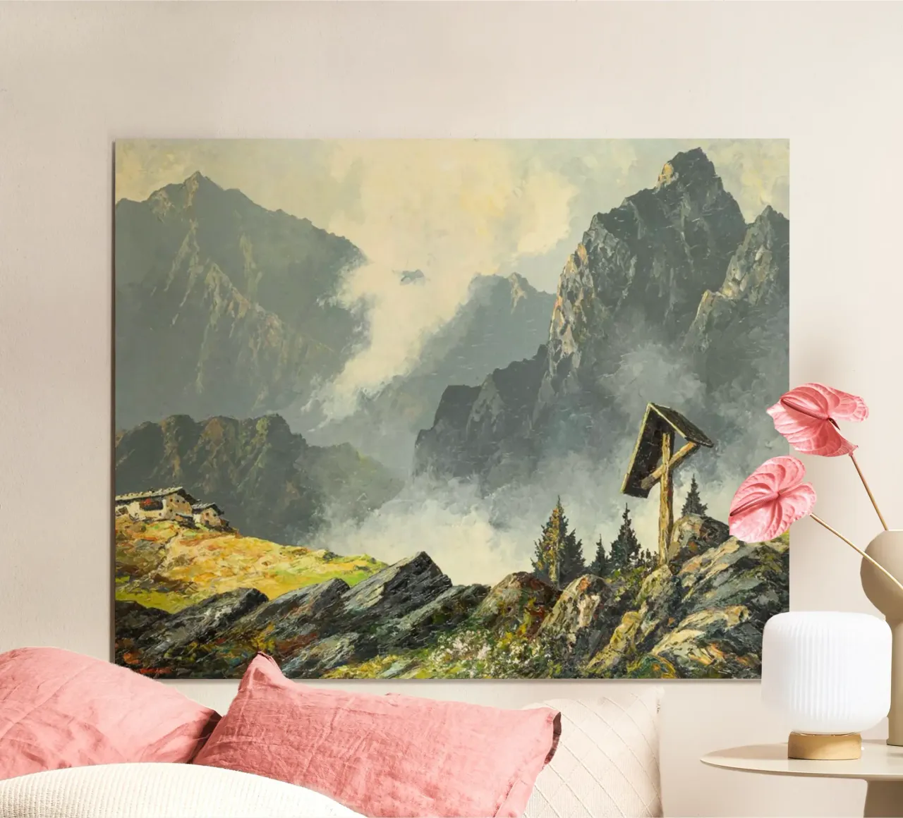 casa sulla scogliera poster con telaio in legno da iding store
