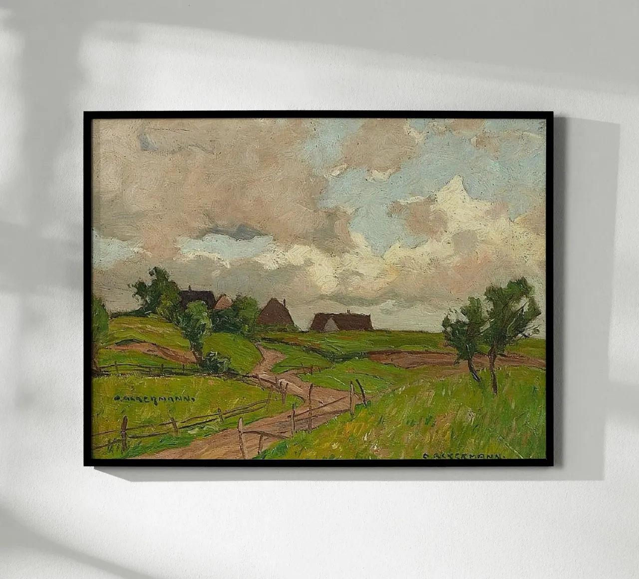 casa con ampio cortile poster con telaio in alluminio da iding store