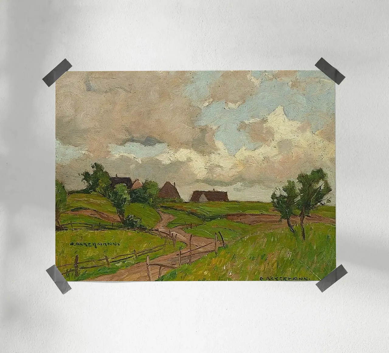 casa con ampio cortile poster con telaio in alluminio da iding store