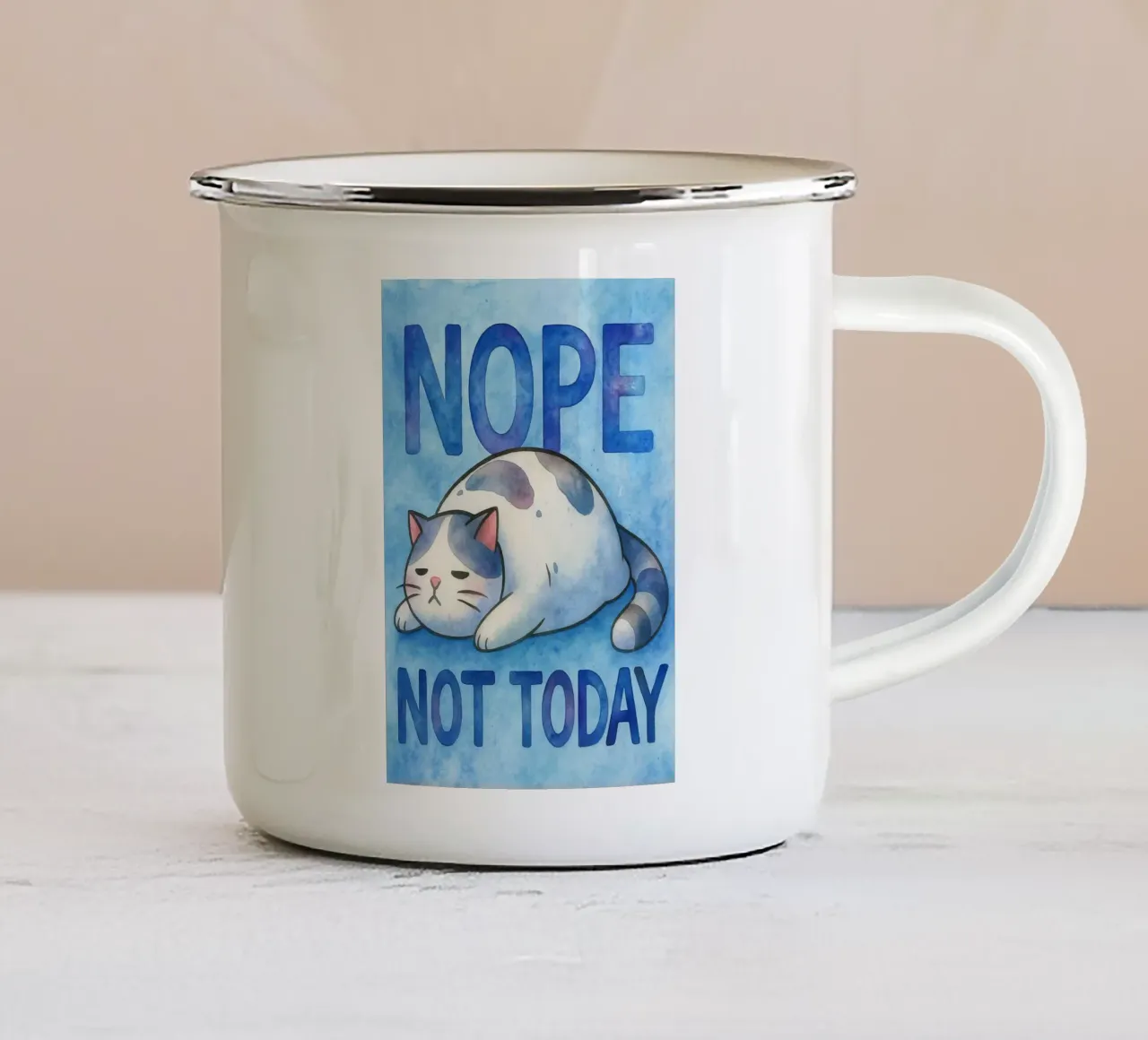 No, non oggi, gatto divertente tazza in smalto da limous