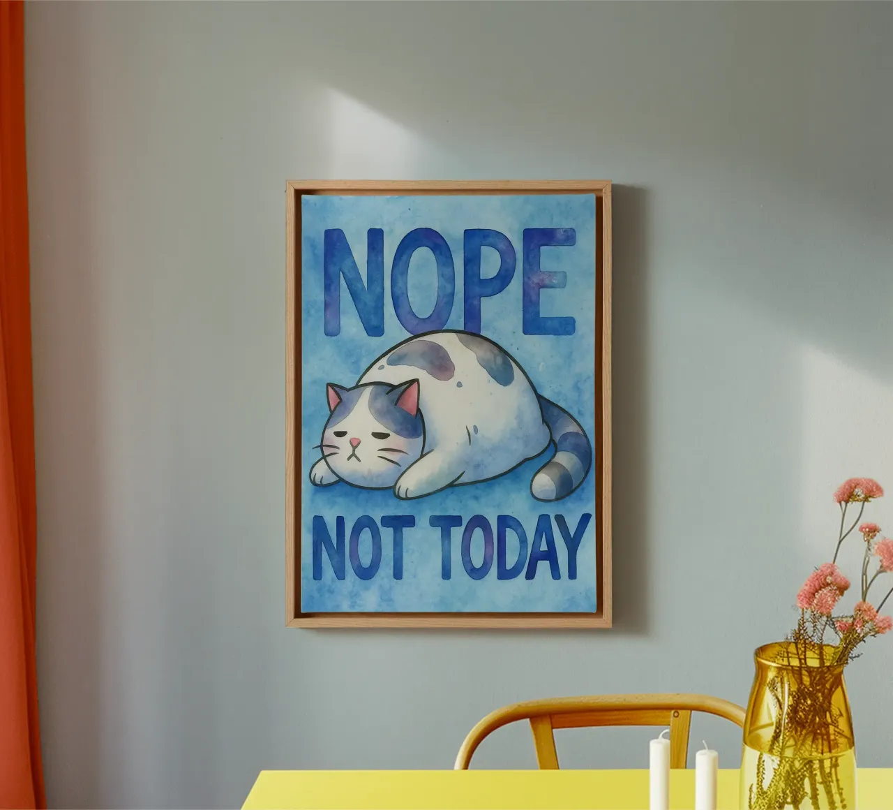 nope not today funny cat canvas with Floater frame by limous