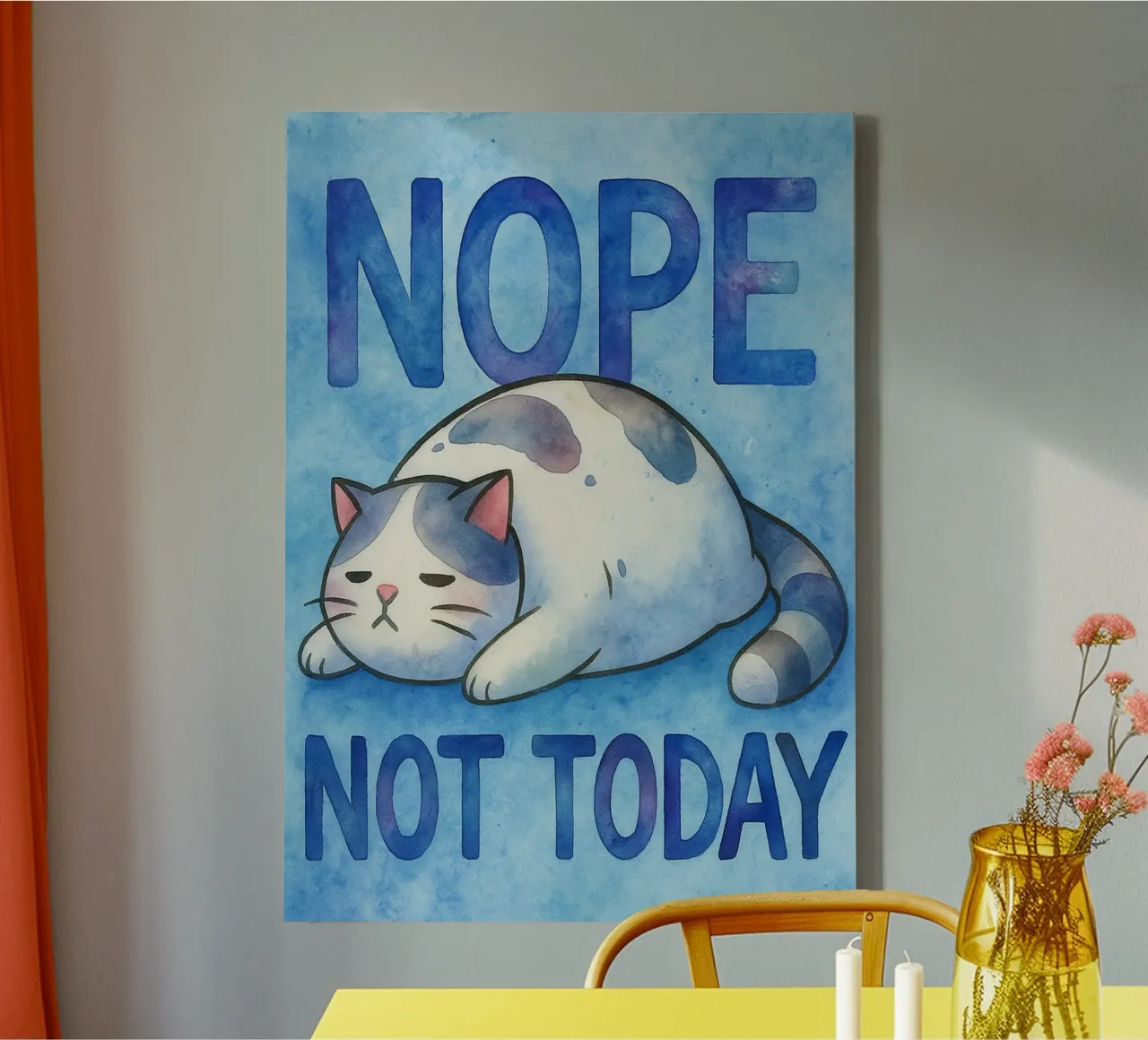 nope not today funny cat canvas with Floater frame by limous