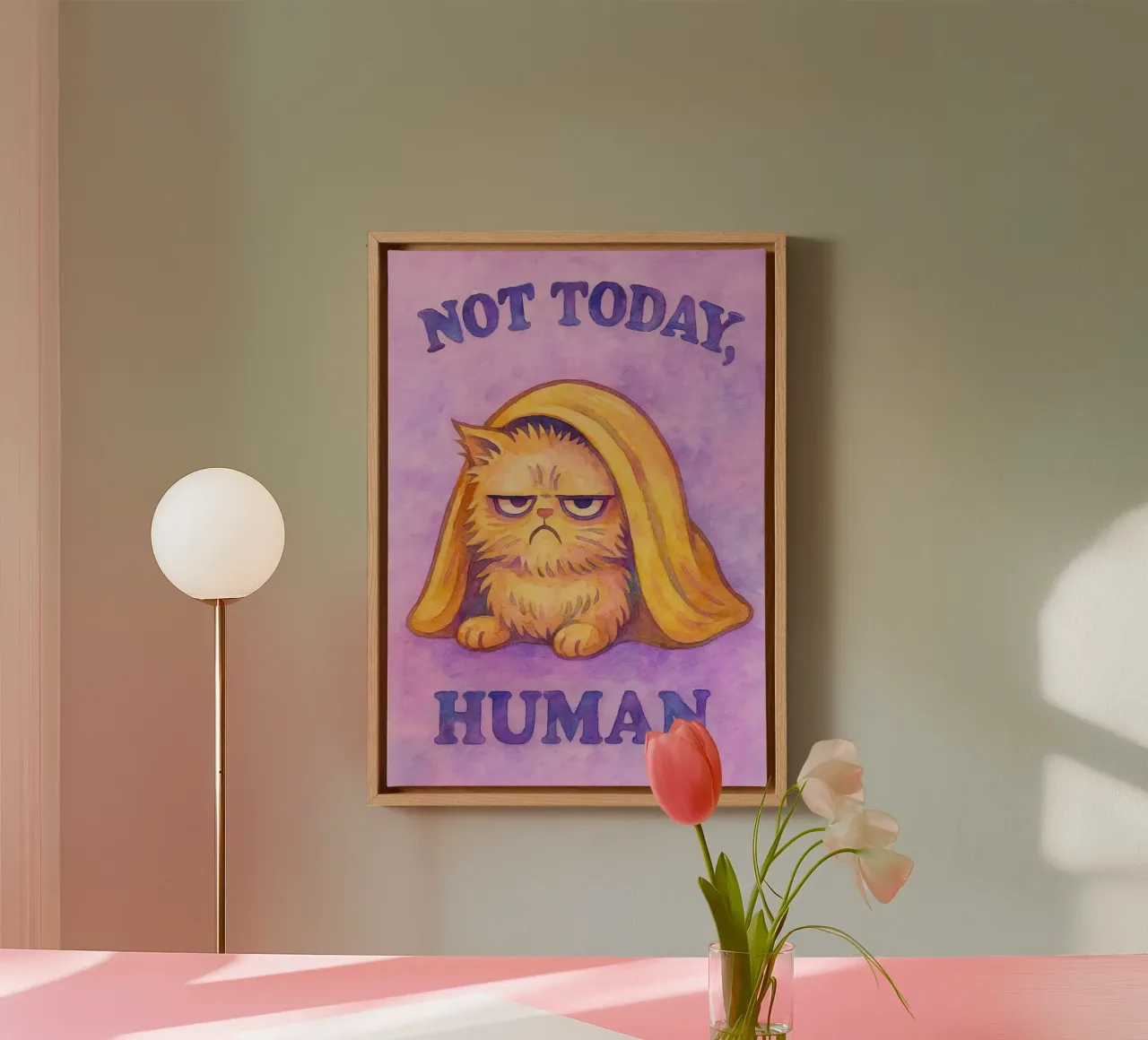 nope not today funny cat canvas with Floater frame by limous
