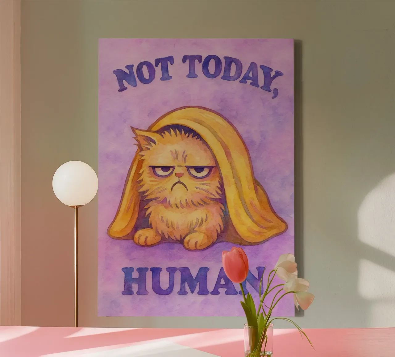 nope not today funny cat canvas with Floater frame by limous