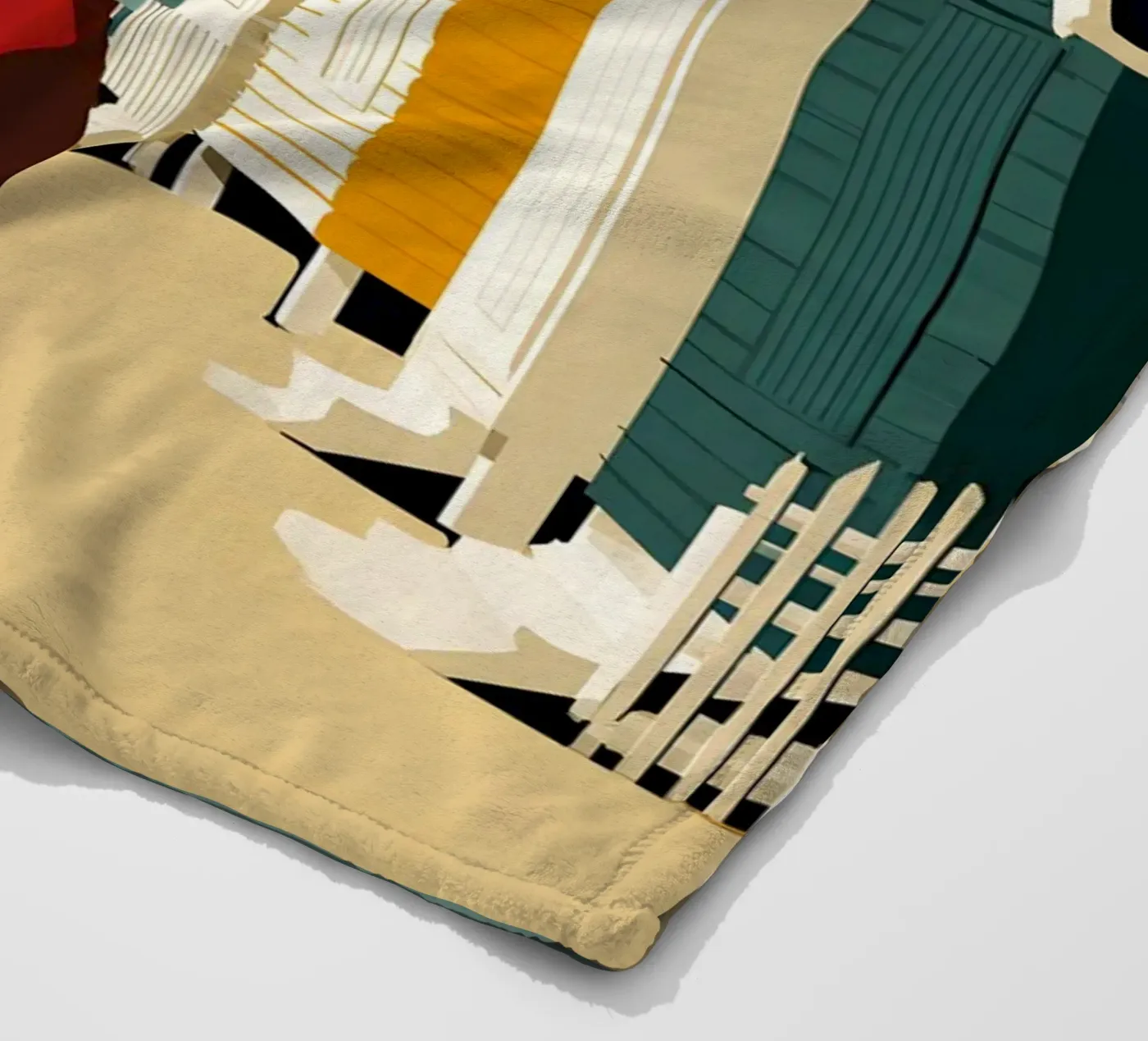 Bath cabins fleece blanket by M-Ulrich-Digital Art