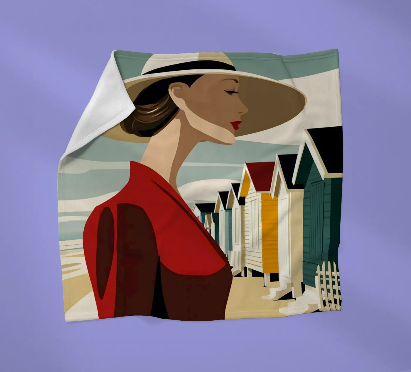 Bath cabins fleece blanket by M-Ulrich-Digital Art