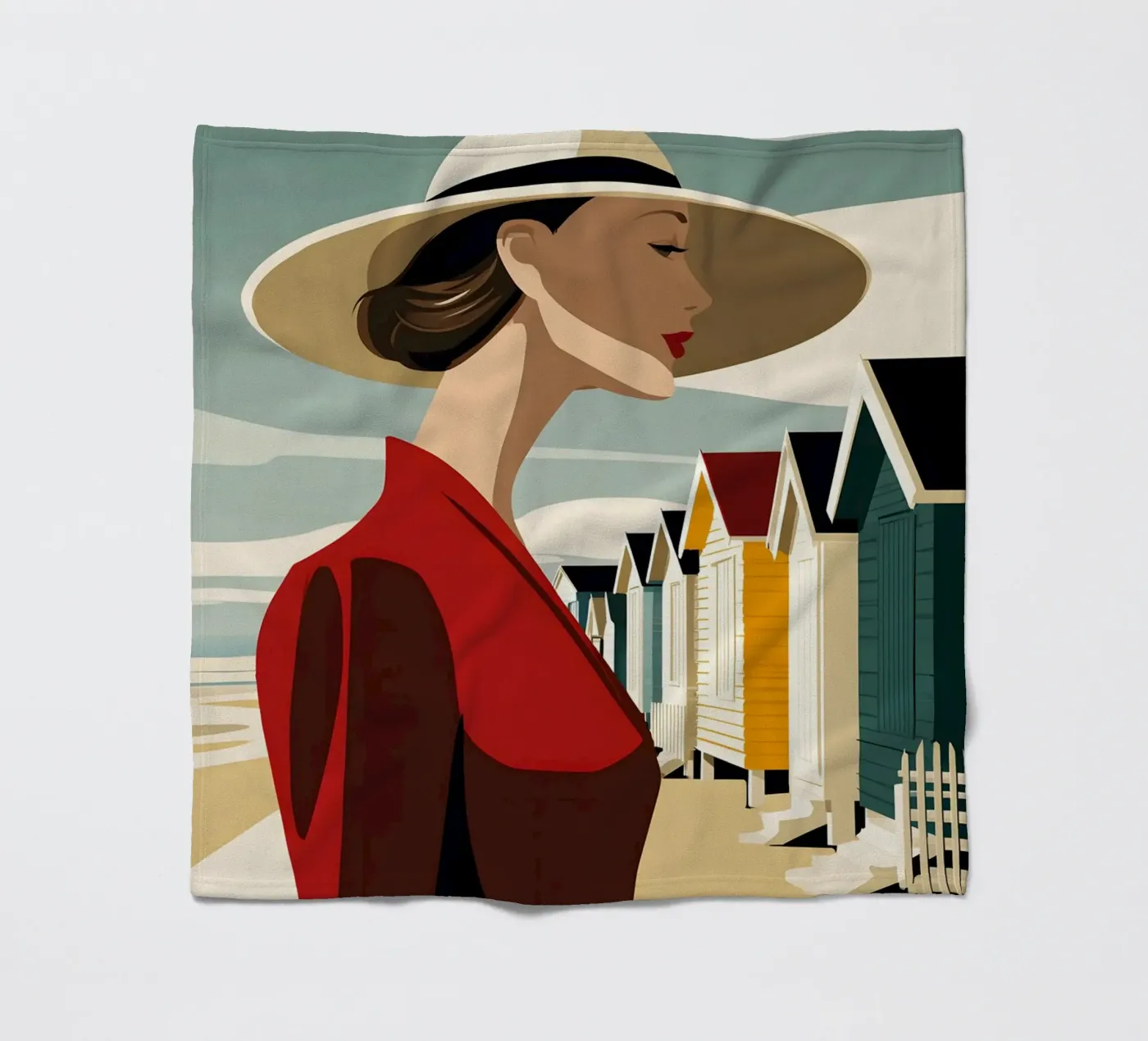Bath cabins fleece blanket by M-Ulrich-Digital Art