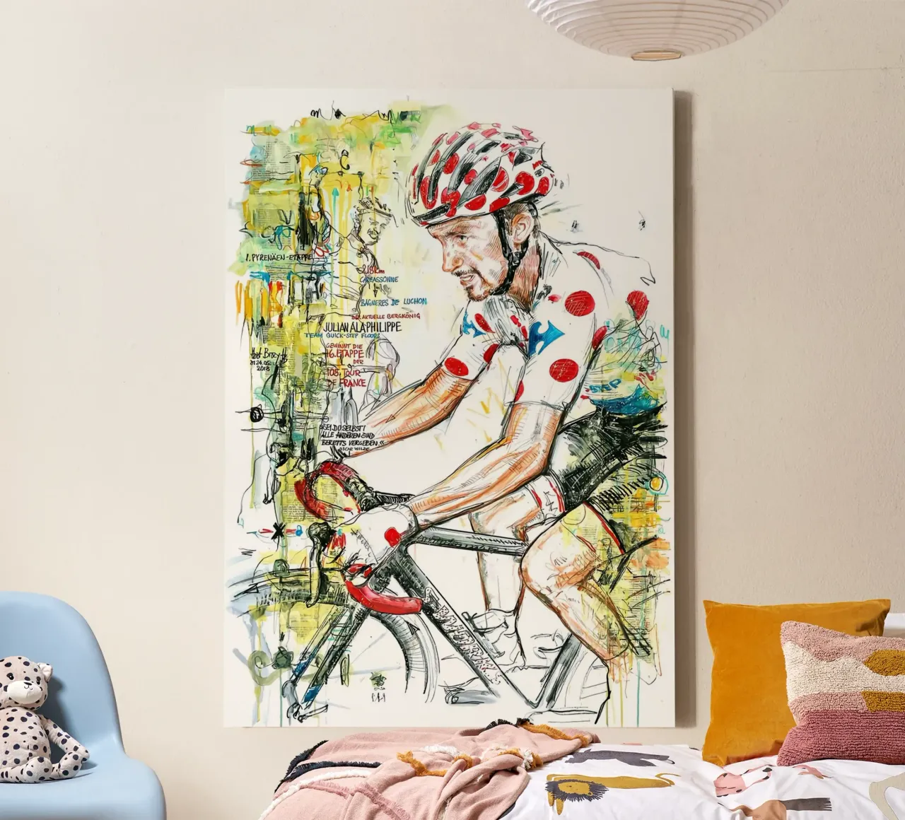 Maglia Polkadots Julian Alaphilippe tela con Cornice a cassetta da SPECIAL SHOP GENTHO UK