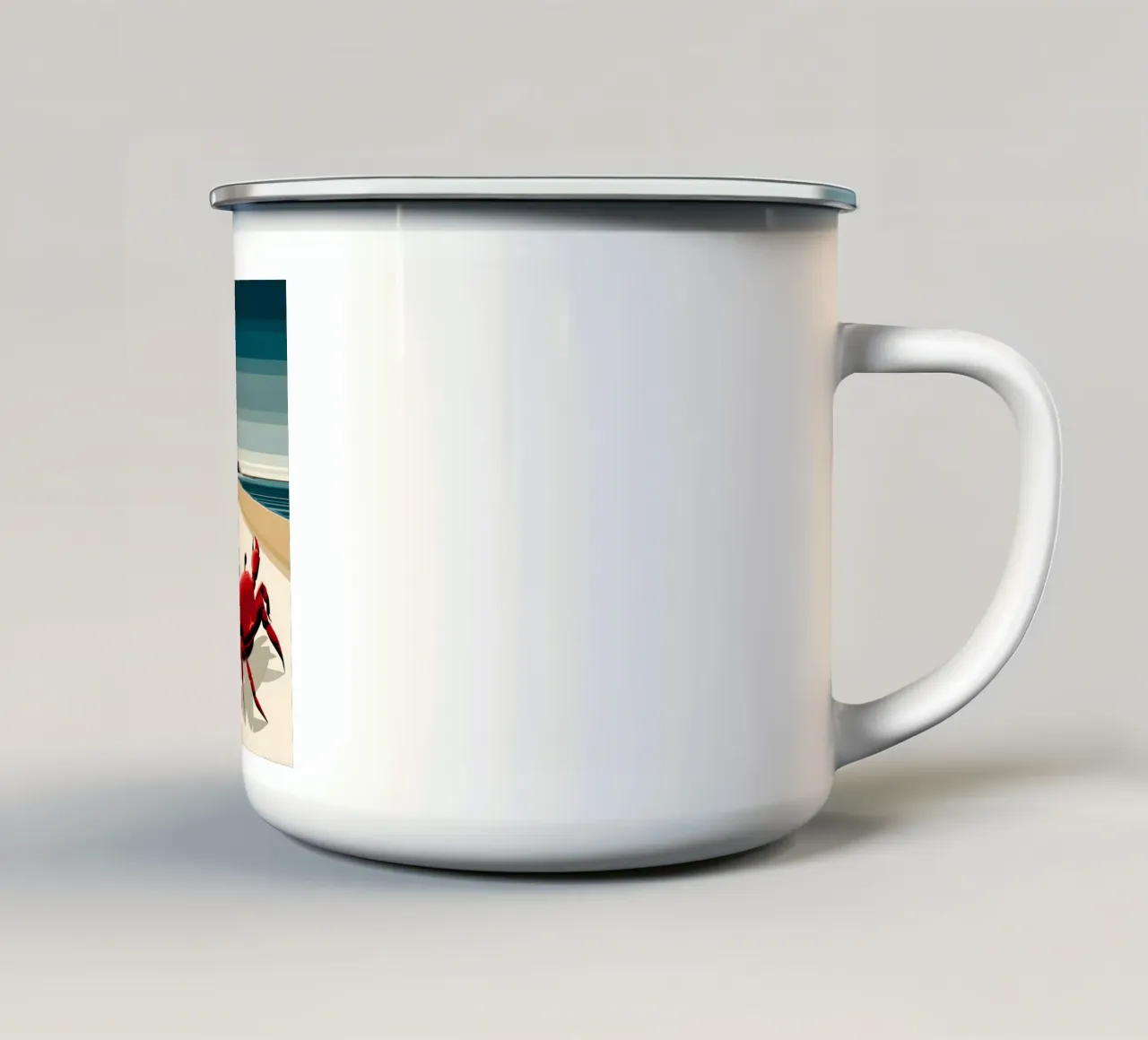 Il granchio sulla spiaggia tazza in smalto da M-Ulrich-Digital Art