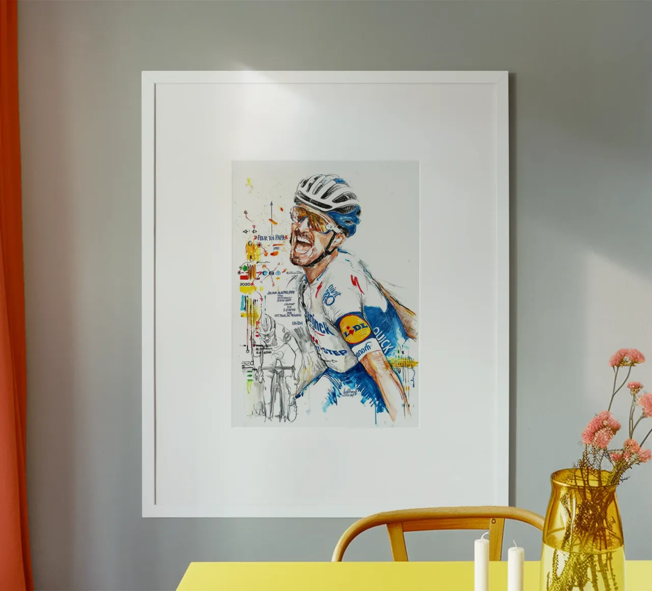 Julian Alaphilippe Deceuninck Quick Step poster con telaio in legno da SPECIAL SHOP GENTHO UK