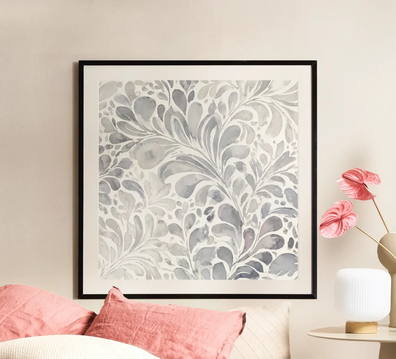 Pillow Pattern No 01 poster with wooden frame by treechild