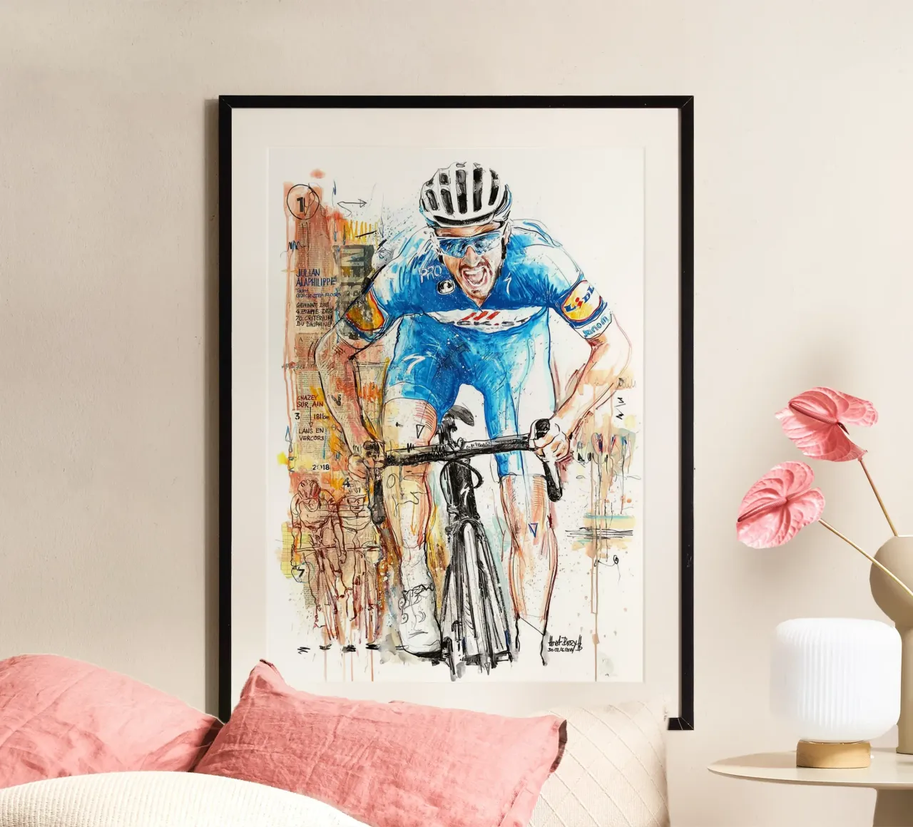 Julian Alaphilippe velocista poster con telaio in legno da SPECIAL SHOP GENTHO UK