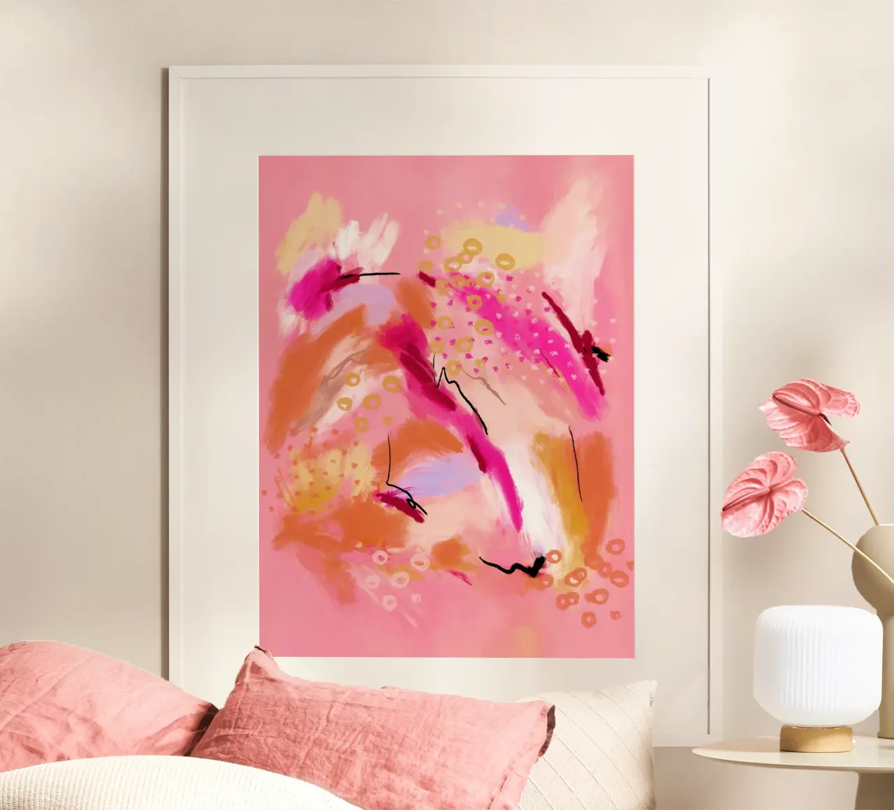 Wo der Wind den Duft der Rosen trug - Abstrakte Kunst poster da Petra Lang
