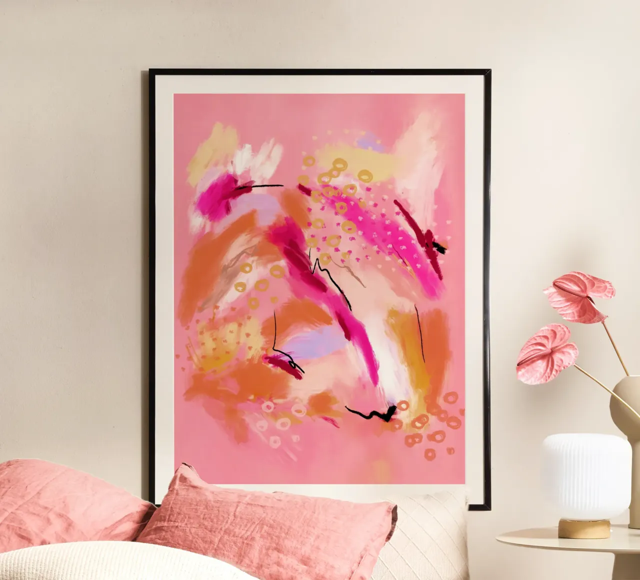 Wo der Wind den Duft der Rosen trug - Abstrakte Kunst poster da Petra Lang