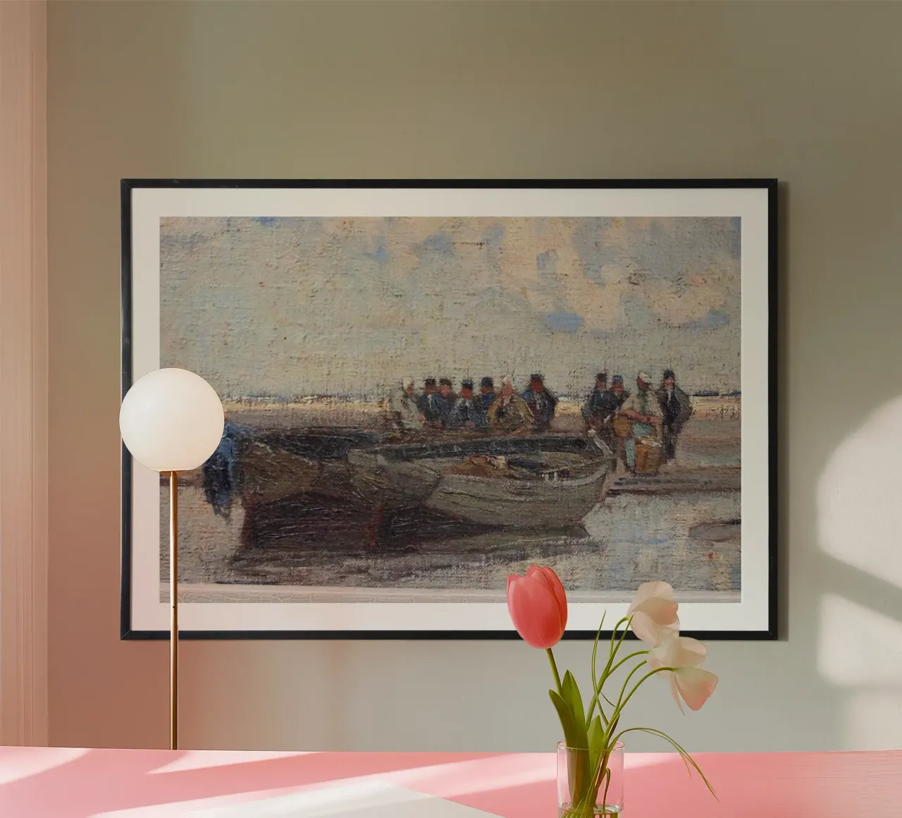 groupe qui montera à bord du bateau poster avec cadre en aluminium de iding store