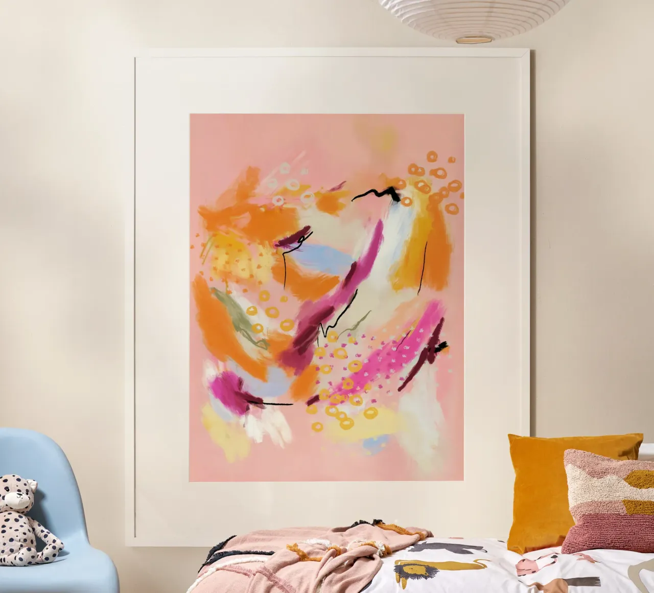 Wo die Zeit im goldenen Licht verharrte - Abstrakte Kunst poster con telaio in legno da Petra Lang