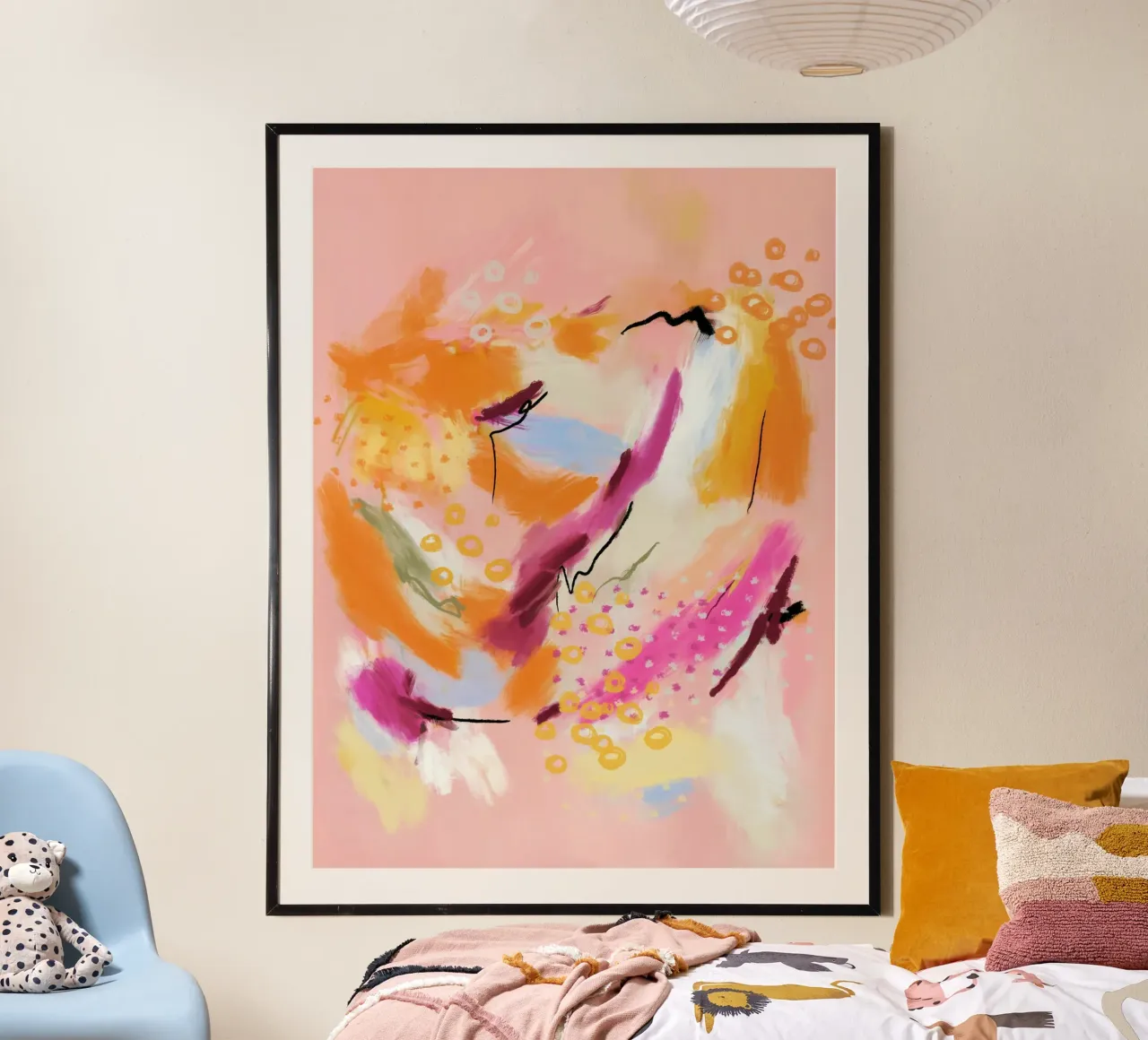 Wo die Zeit im goldenen Licht verharrte - Abstrakte Kunst poster con telaio in legno da Petra Lang