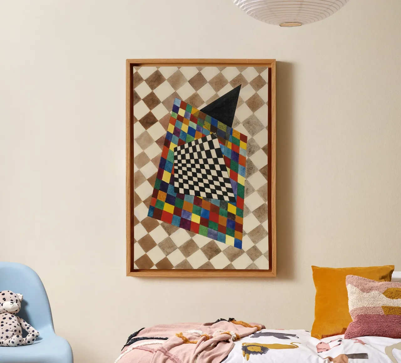 Wassily Kandinsky - Geruit - Abstracte Kunst canvas met Baklijst van Aesthetic Muse