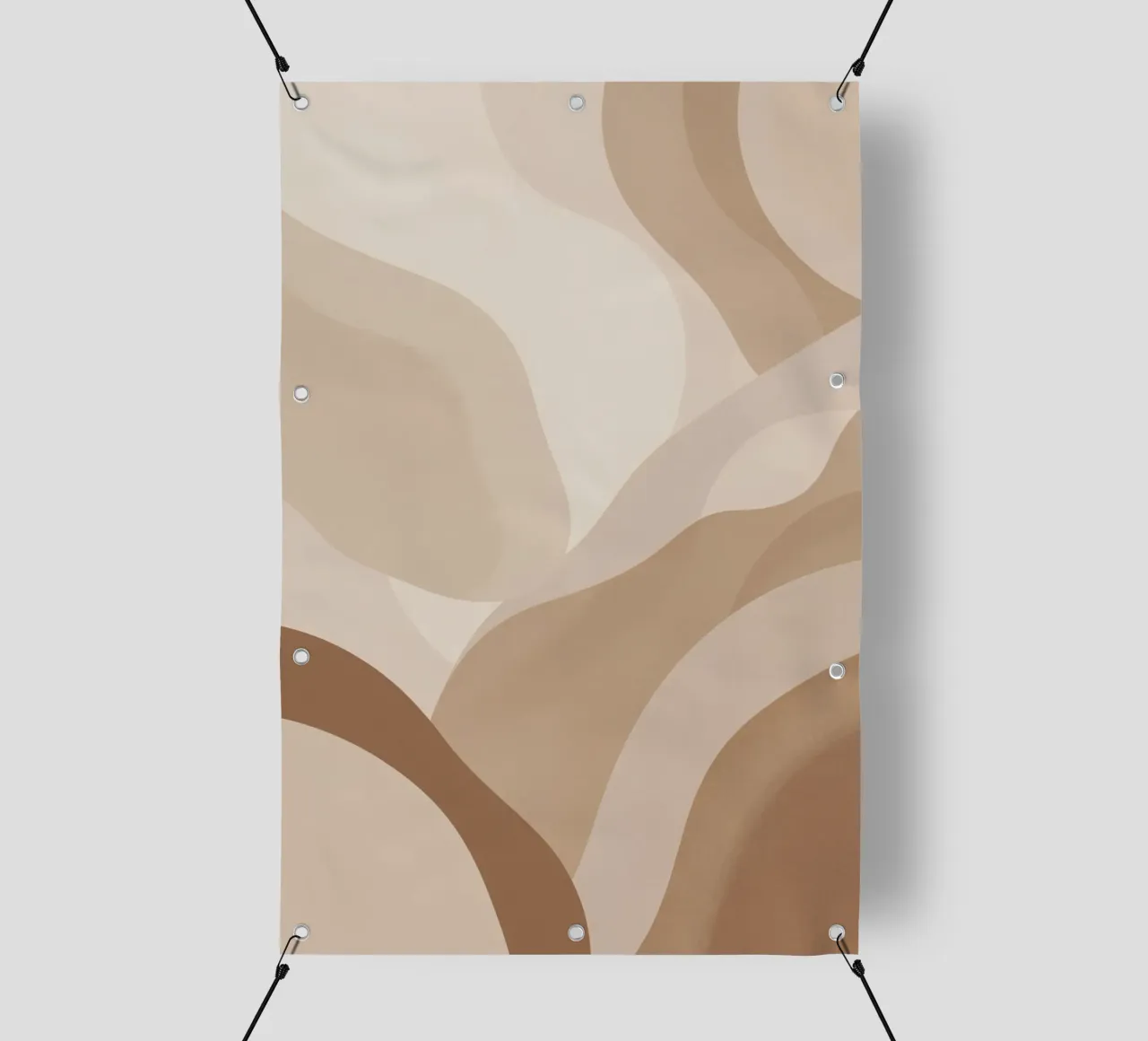 Forme astratte sovrapposte di colore beige e marrone telo in pvc da DesignDoodle