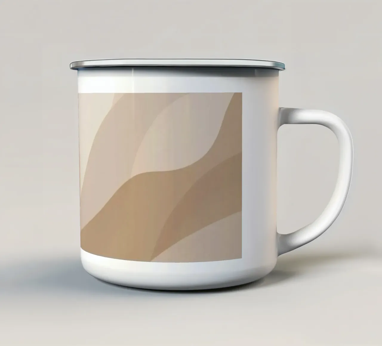 Forme astratte sovrapposte di colore beige e marrone tazza in smalto da DesignDoodle