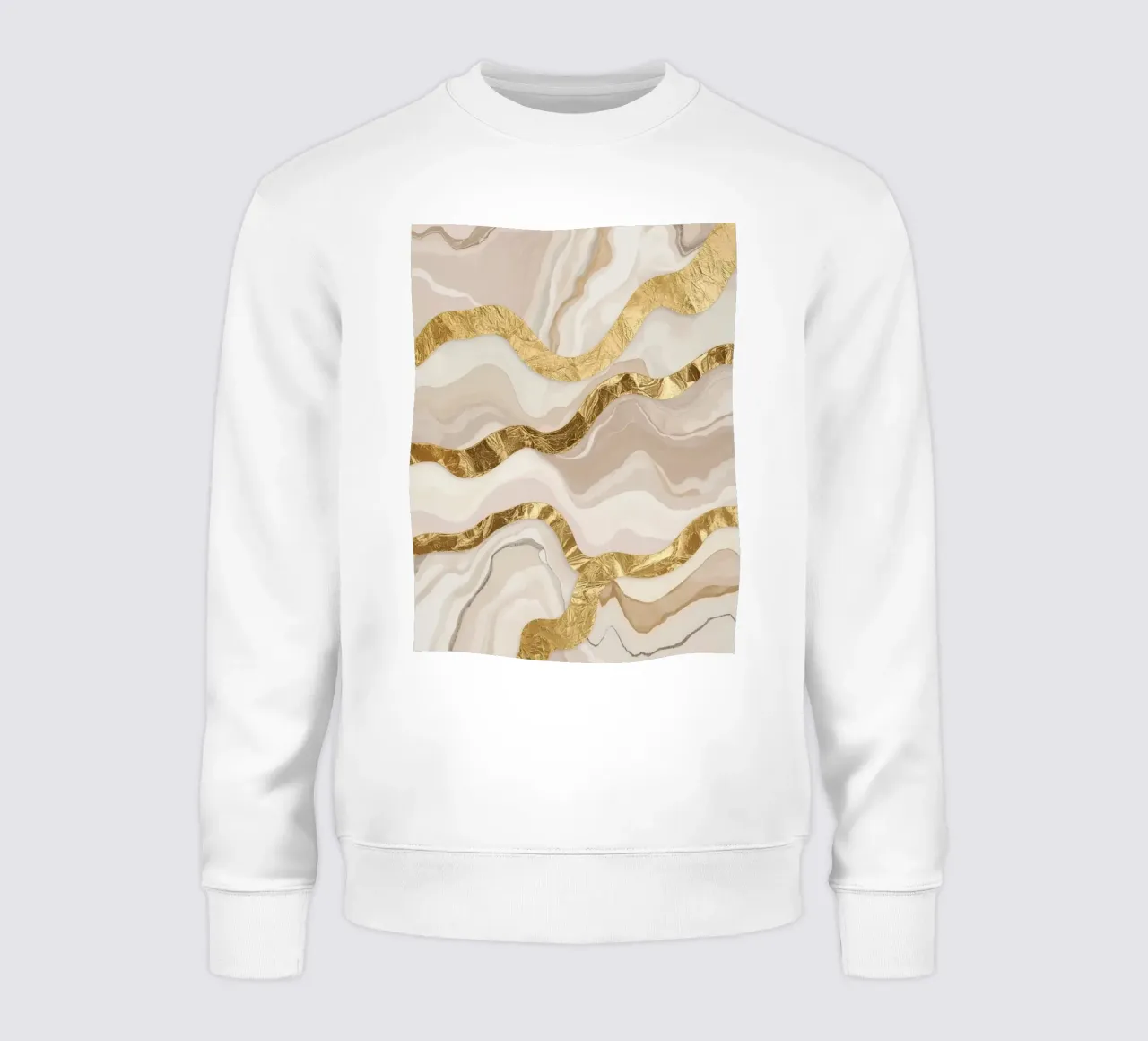 Marmo beige astratto con linee ondulate dorate felpa da DesignDoodle