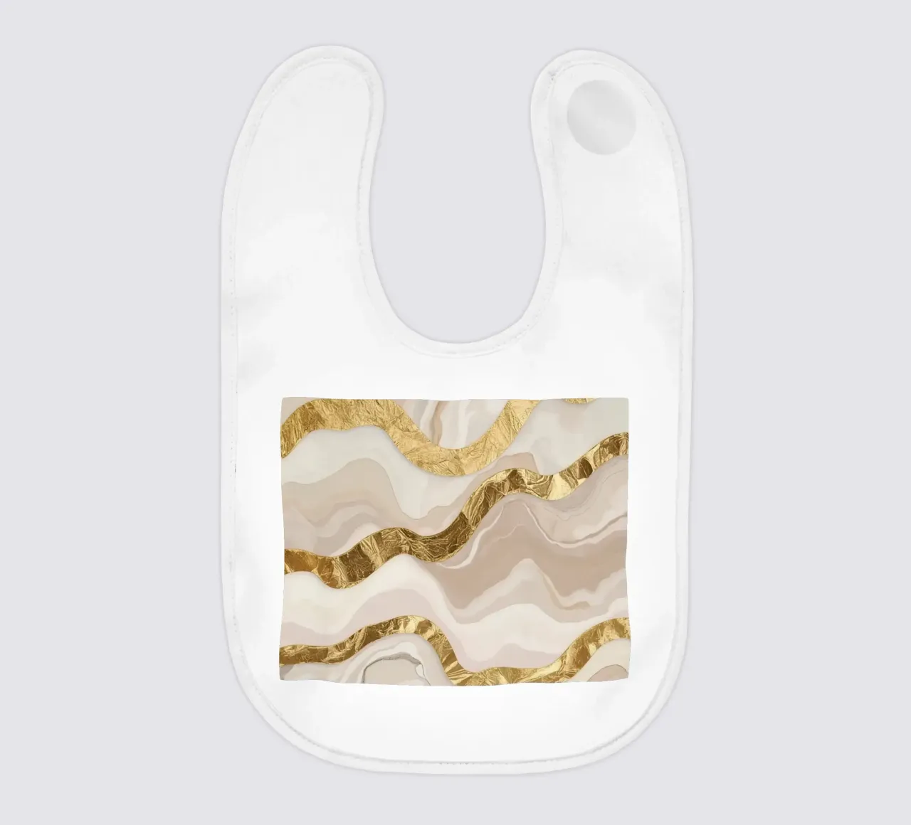 Marmo beige astratto con linee ondulate dorate bavaglino da DesignDoodle