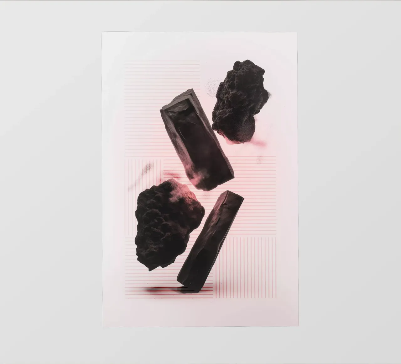 Levitating rocks with lines telo in pvc da LeDieg