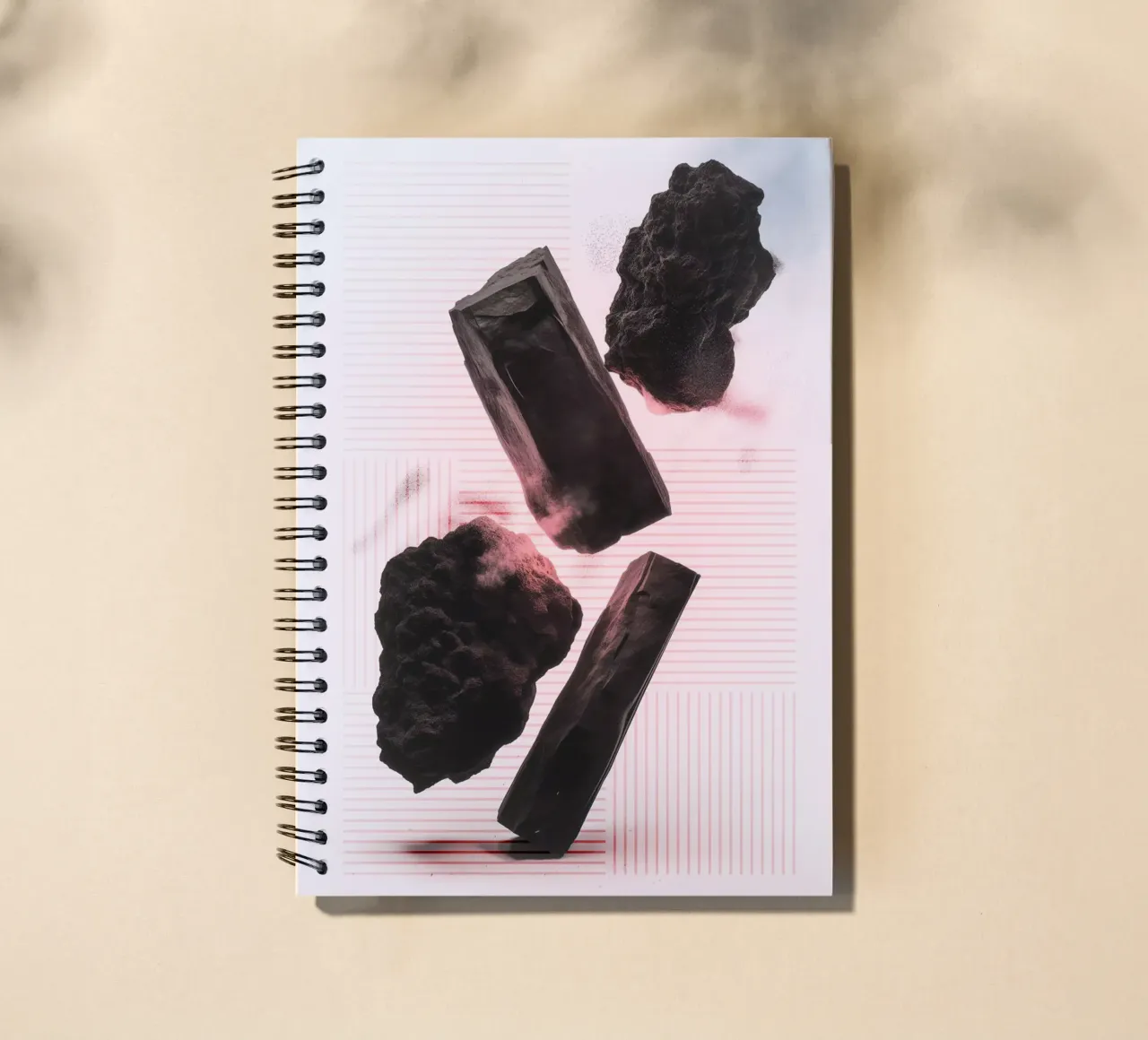 Levitating rocks with lines spiral notebook by LeDieg