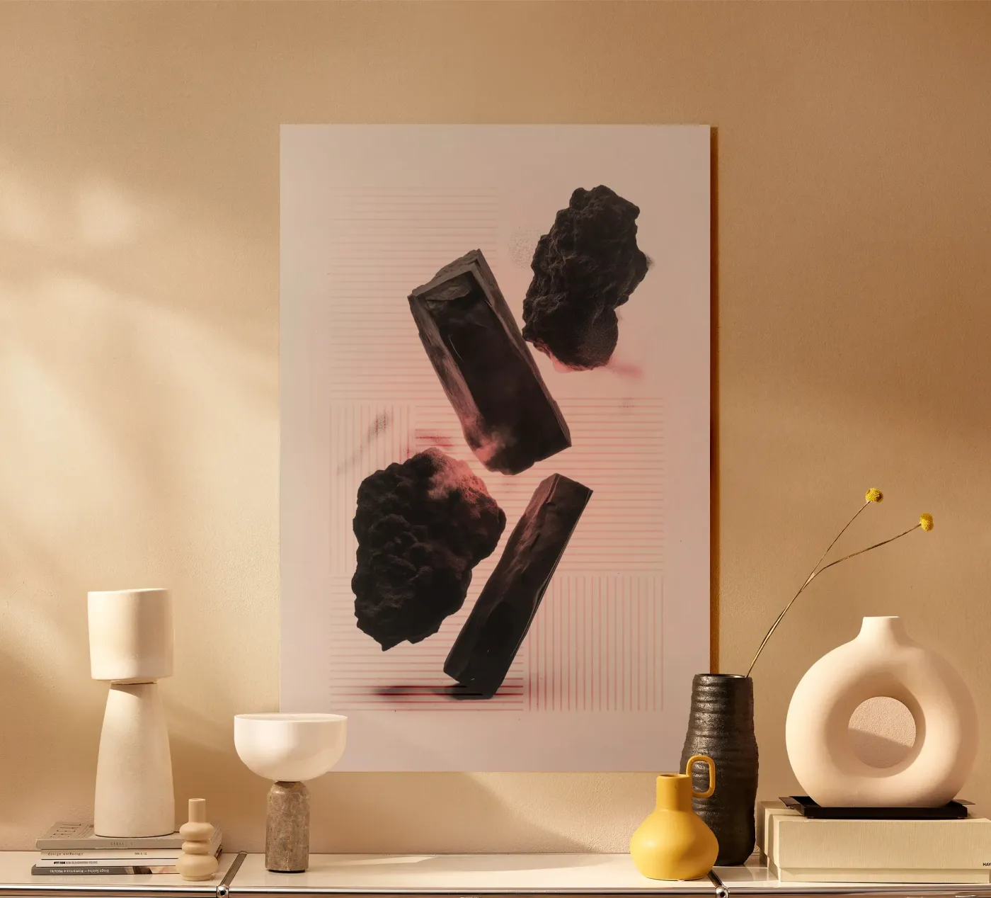 Levitating rocks with lines plexiglass da LeDieg