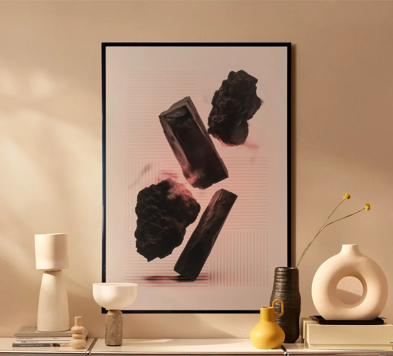 Levitating rocks with lines carta hahnemühle da LeDieg