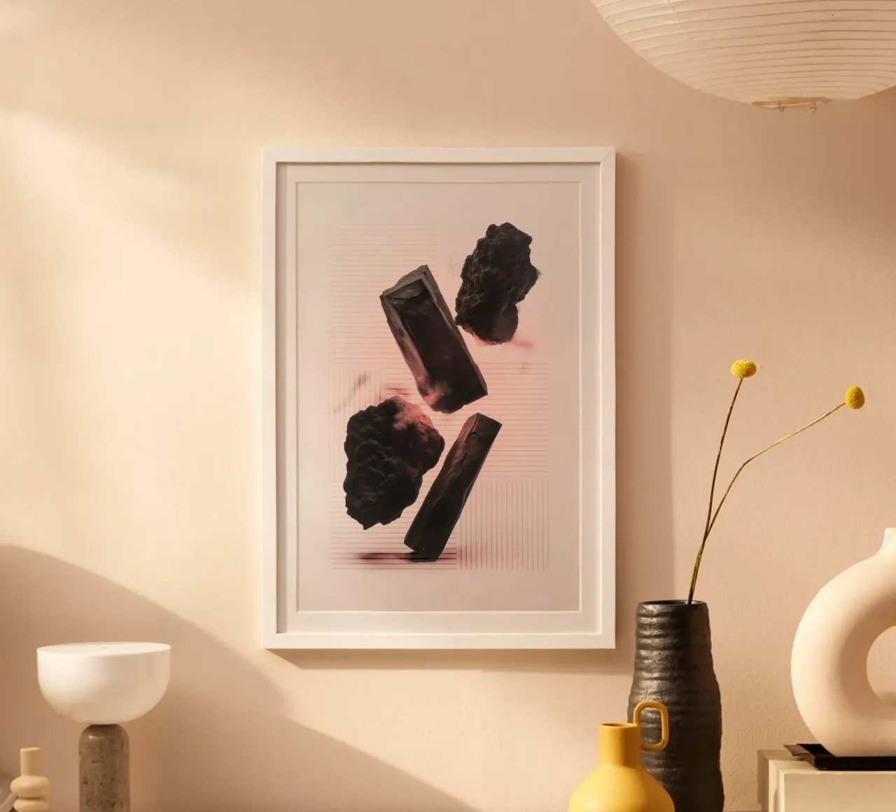 Levitating rocks with lines carta hahnemühle da LeDieg