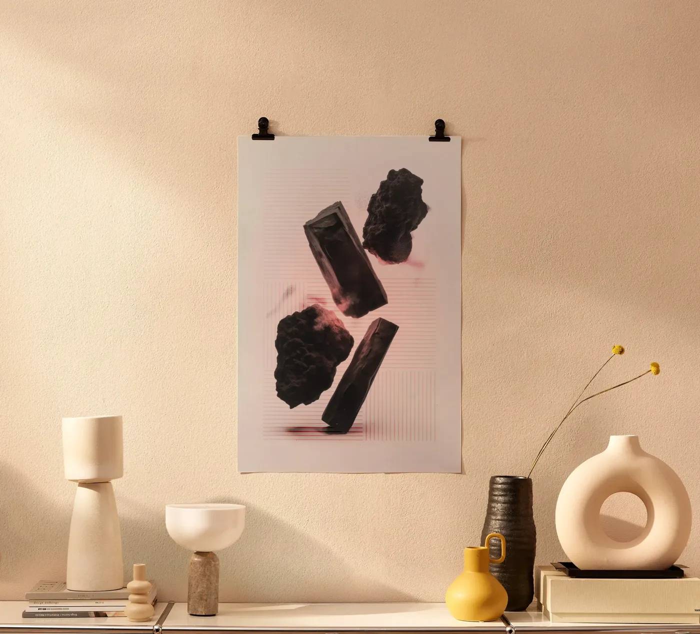 Levitating rocks with lines poster da LeDieg