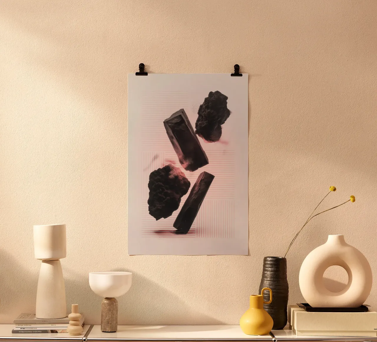 Levitating rocks with lines carta hahnemühle da LeDieg