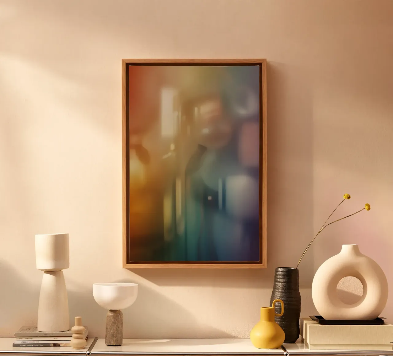 Abstract Blurred Shapes and Colors canvas with Floater frame by DesignDoodle