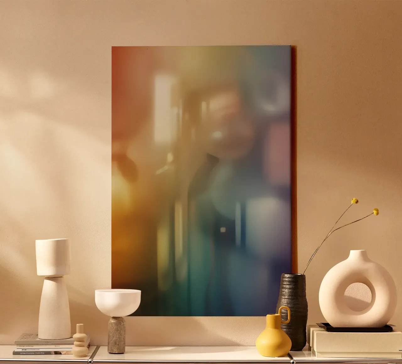 Abstract Blurred Shapes and Colors canvas with Floater frame by DesignDoodle