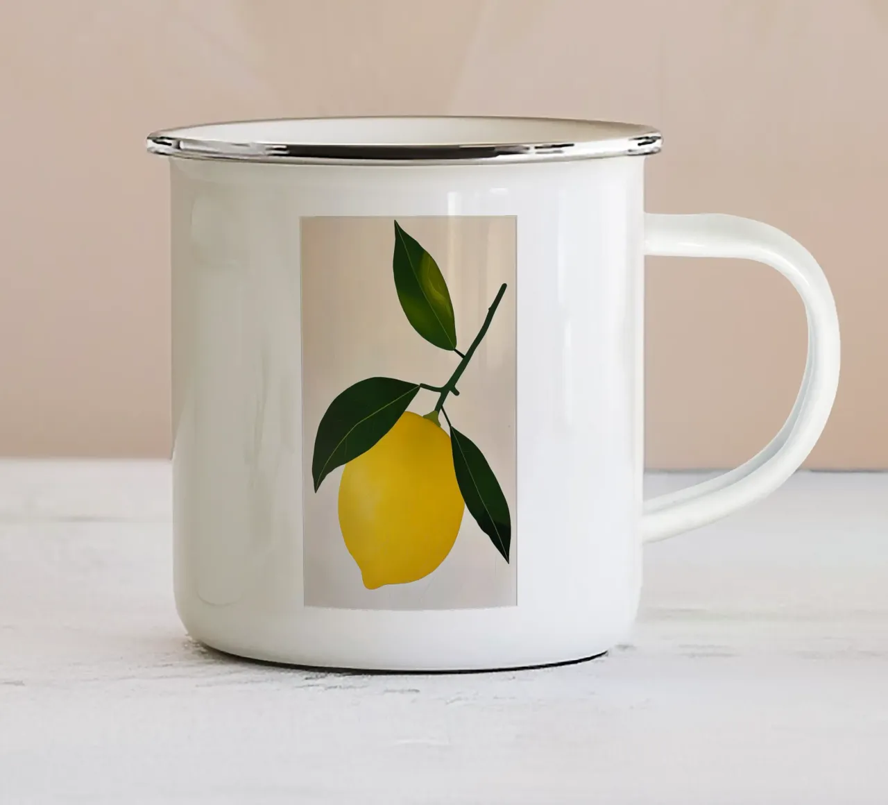 Lemon branch enamel mug by LeDieg