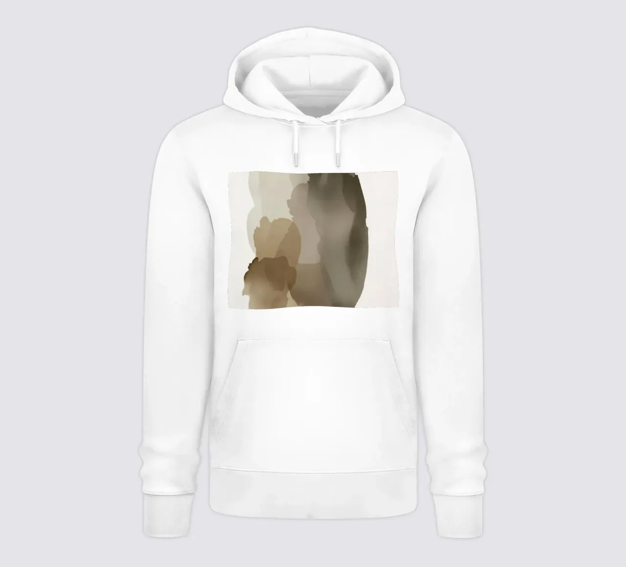 Forme astratte acquerellate in marrone e beige felpa con cappuccio da DesignDoodle
