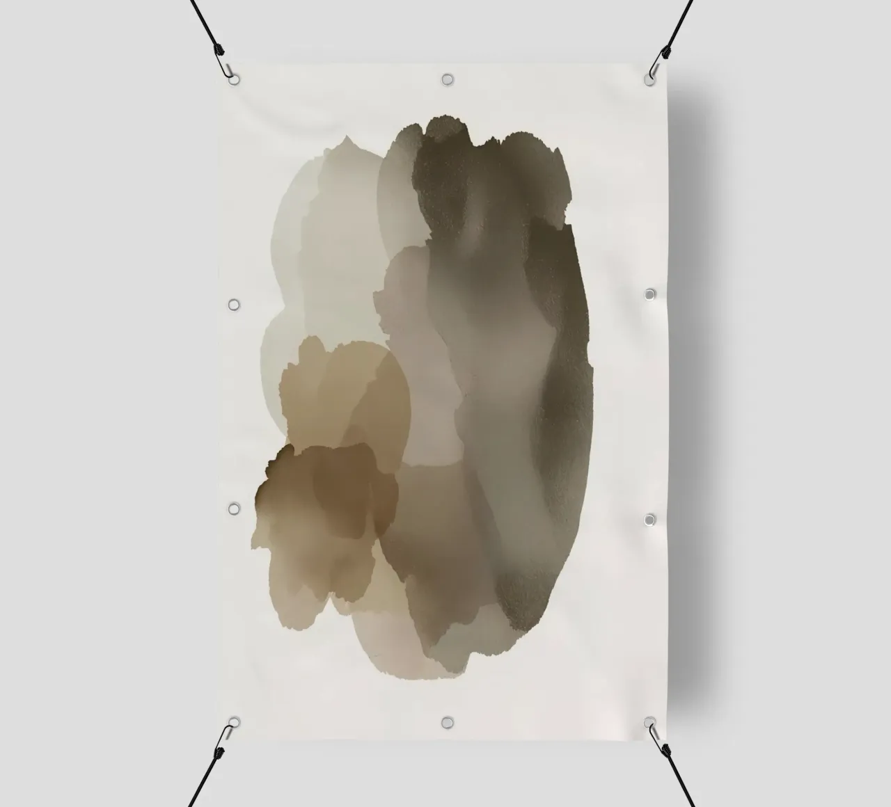 Forme astratte acquerellate in marrone e beige telo in pvc da DesignDoodle