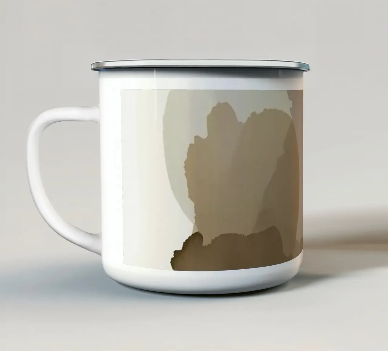 Forme astratte acquerellate in marrone e beige tazza in smalto da DesignDoodle