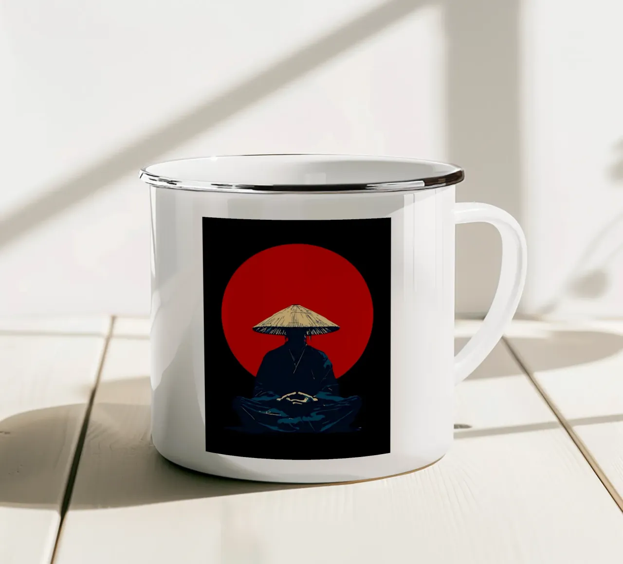 samurai are meditating tazza in smalto da Dumery Art