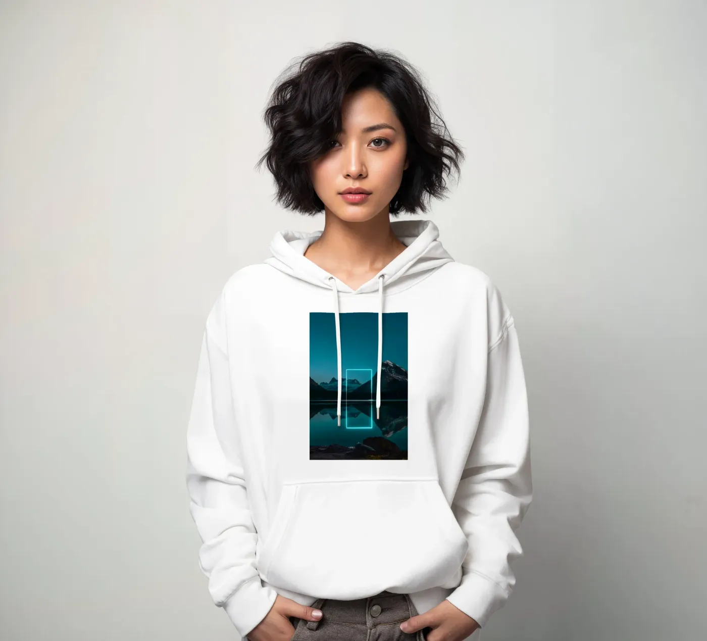Lake reflection rectangle hoodie by LeDieg