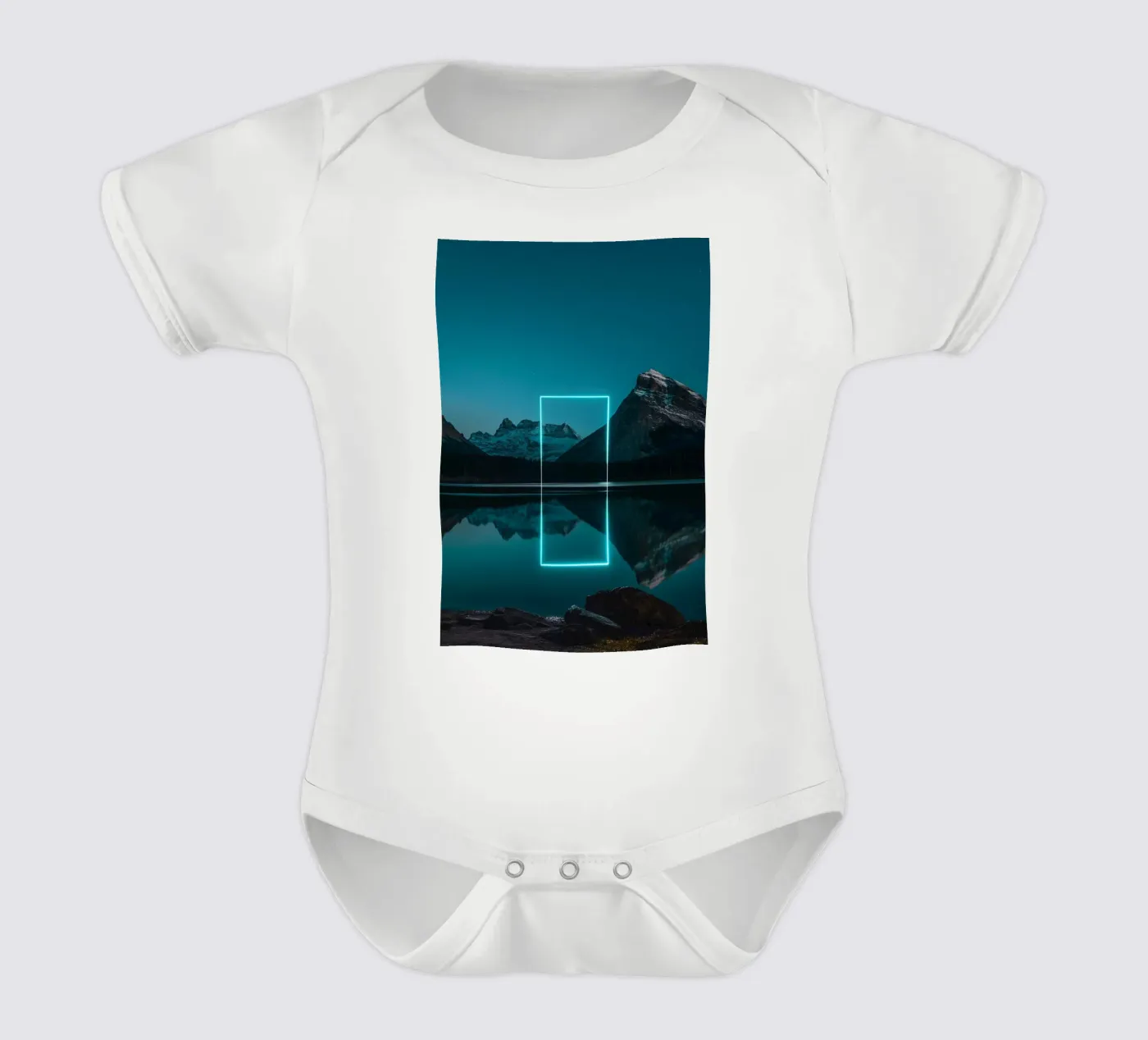 Lake reflection rectangle short-sleeve baby romper by LeDieg