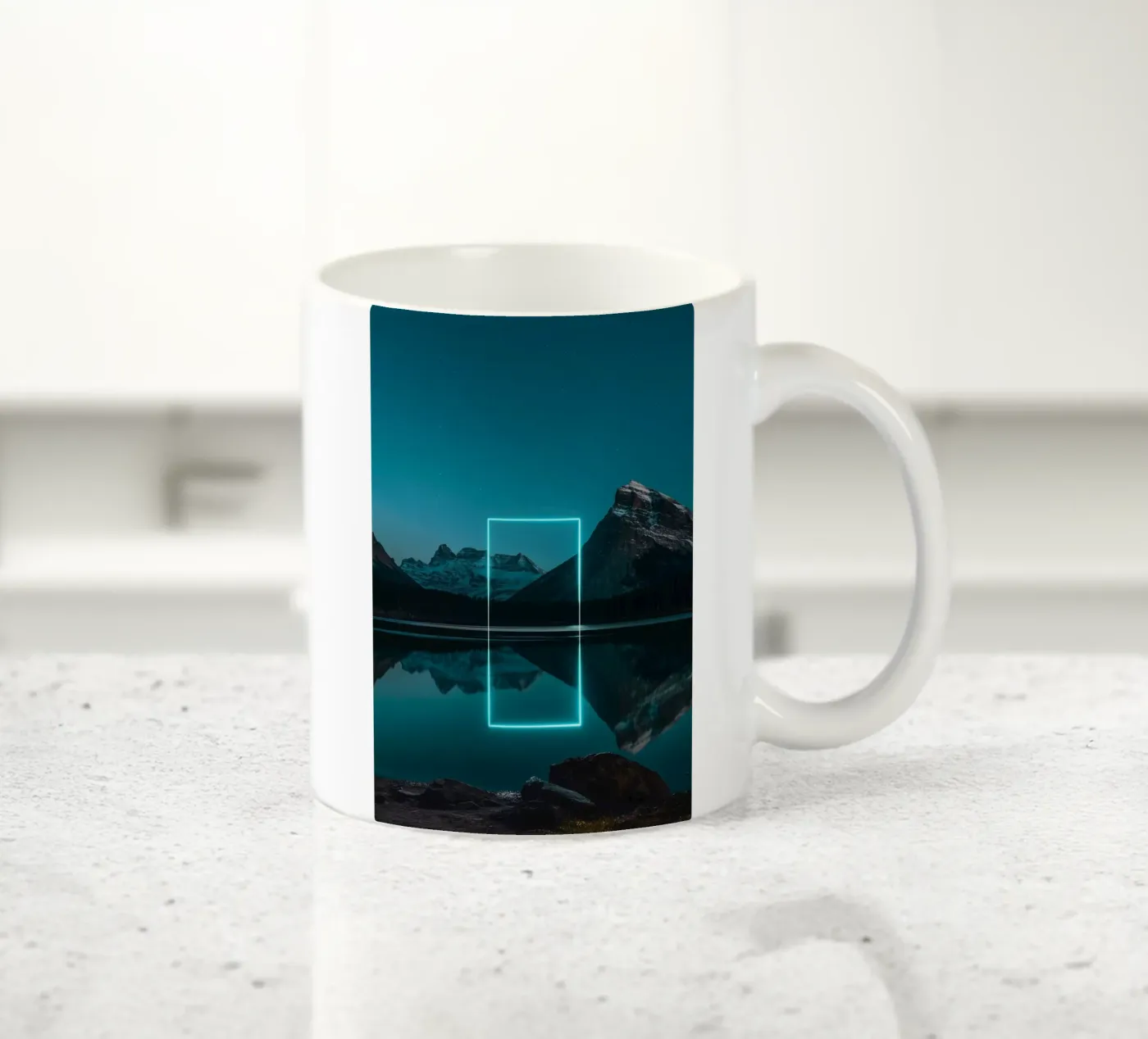 Lake reflection rectangle ceramic mug by LeDieg
