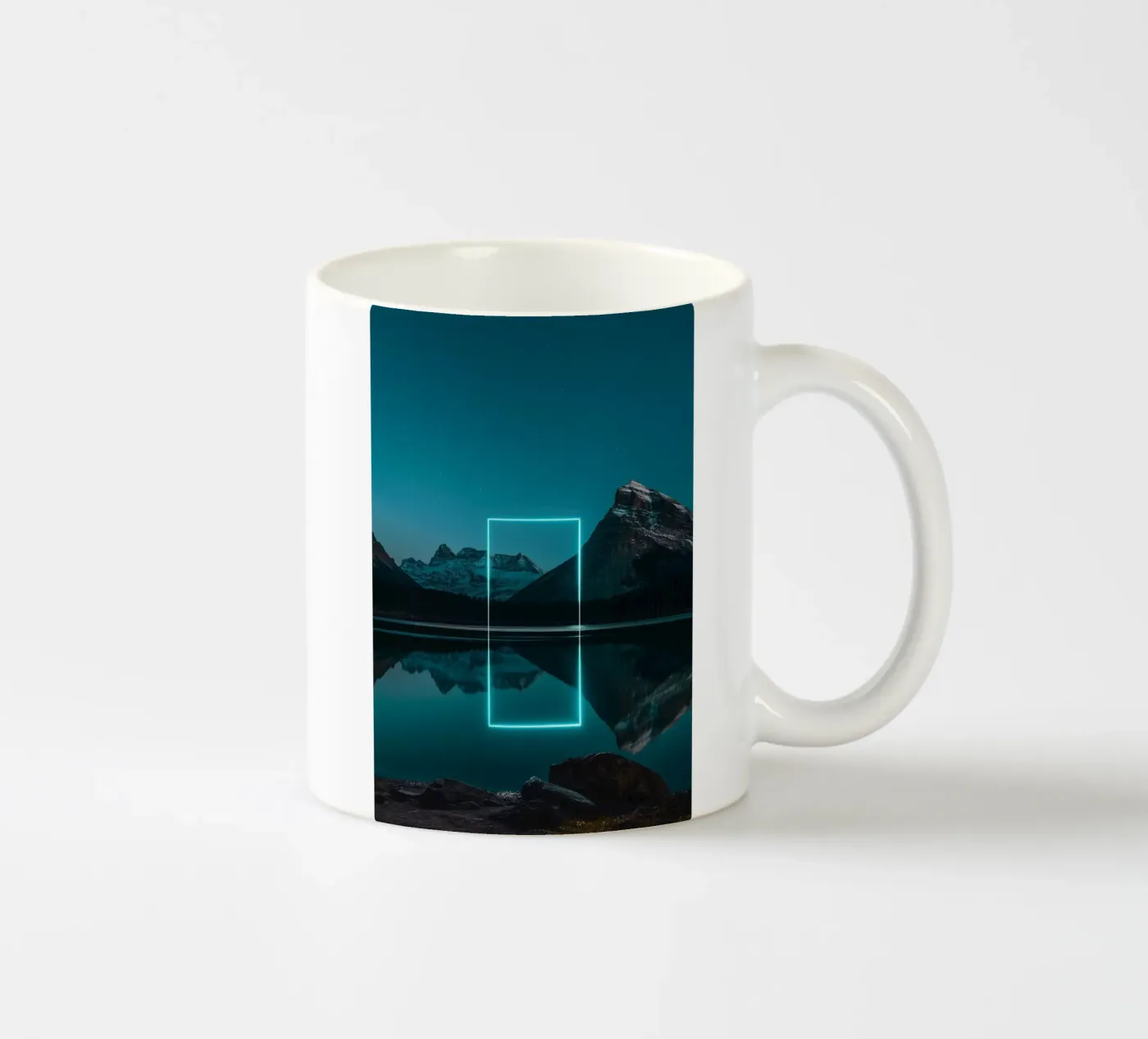 Lake reflection rectangle ceramic mug by LeDieg