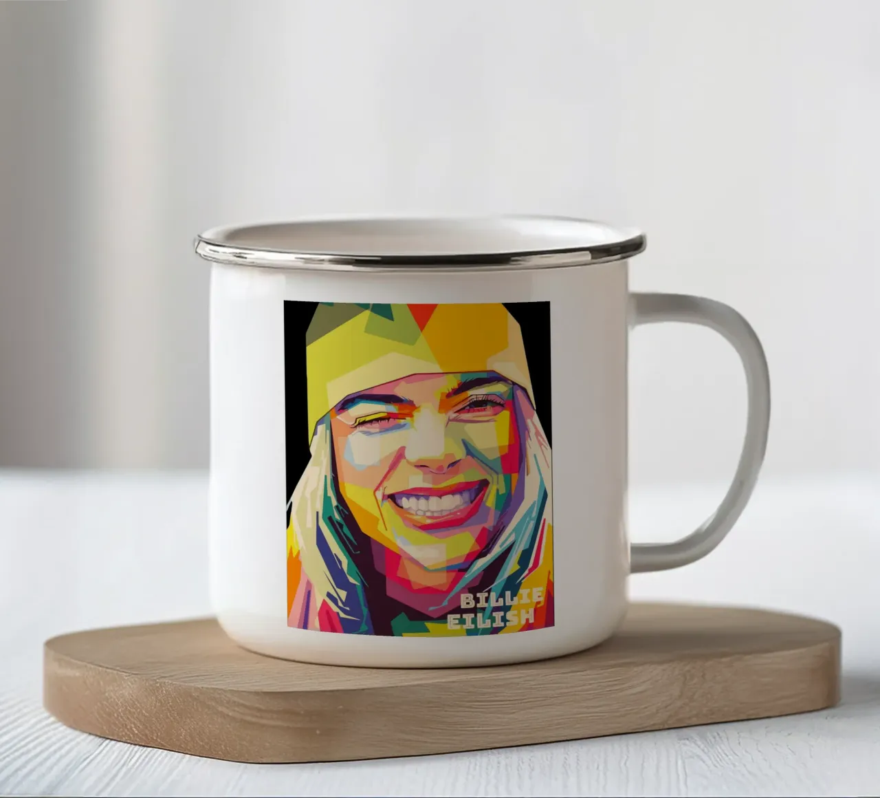 Billie Eilish tazza in smalto da Dumery Art
